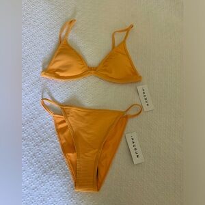 LA Hearts by PacSun Orange Kat Ribbed Triangle Bikini Top and Bottom